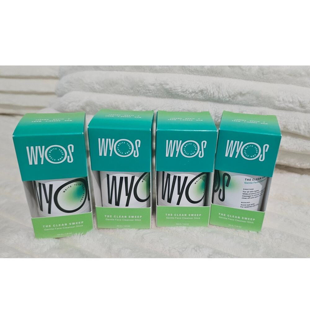 WYOS The Clean Sweep Gentle Face Cleanser Stick Set of 4 New TSA friendly